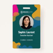 Abstract Organic Shapes Teal Green Department ID Badge (Voorkant)