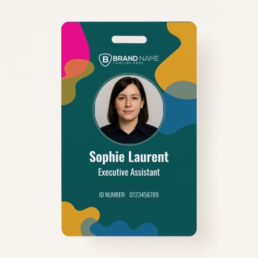 Abstract Organic Shapes Teal Green Department ID Badge (Voorkant)