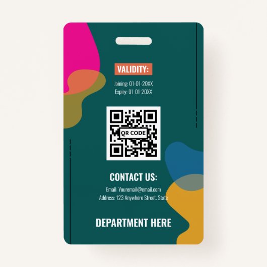Abstract Organic Shapes Teal Green Department ID Badge (Achterkant)