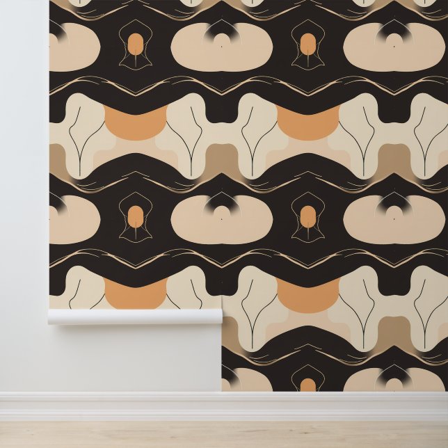 Abstract organisch aardetoonpatroon behang (Applicatie)