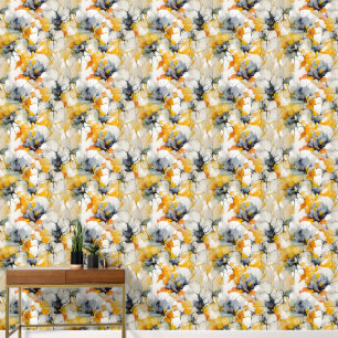 Abstract Organisch Blauw Bruine Aardtinten Behang