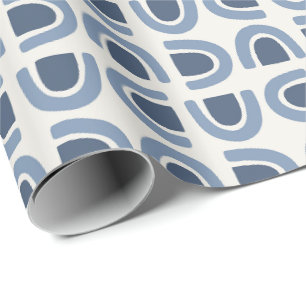 Abstract organisch boog mozaïek blauw patroon cadeaupapier