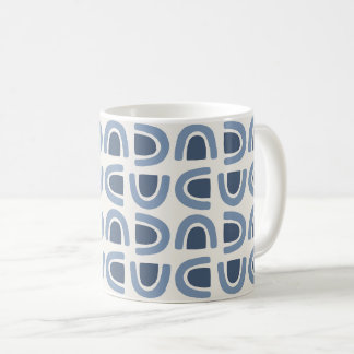 Abstract organisch boog mozaïek blauw patroon koffiemok