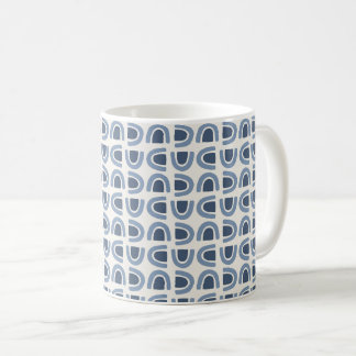 Abstract organisch boog mozaïek blauw patroon koffiemok