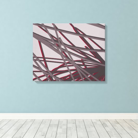 Abstract organisch lineair ontwerp | Grijs en Bour Canvas Afdruk (Insitu (Houten vloer))