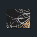 Abstract organisch lintontwerp | Zwart en goud Canvas Afdruk<br><div class="desc">De abstracte canvaskunst kenmerkt een uniek organisch abstract ontwerp van witte en grijze linten met gouden accenten op een zwarte achtergrond. De doorschijnende witte en grijze linten draaien van rechts naar links in een evenwichtig patroon en worden gecomplimenteerd door een abstracte goudbloei in de rechterbenedenhoek, om een juiste pop van...</div>