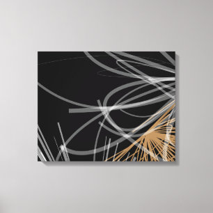 Abstract organisch lintontwerp   Zwart en goud Canvas Afdruk