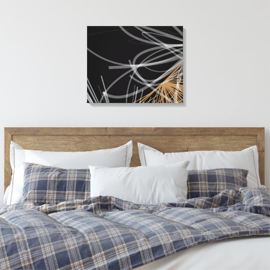 Abstract organisch lintontwerp | Zwart en goud Canvas Afdruk (Insitu (Slaapkamer))