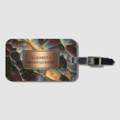 Abstract organisch met bronzen naamplaat bagagelabel (Voorkant (horizontaal))