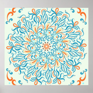 Abstract Ornament Keramische Tegel Patroon Poster