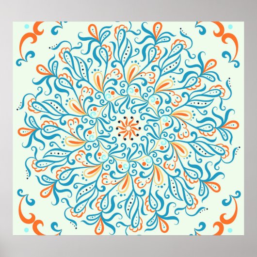 Abstract Ornament Keramische Tegel Patroon Poster (Voorkant)