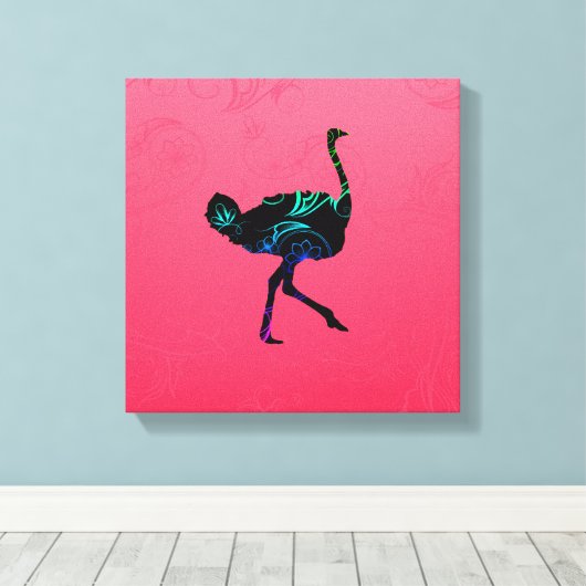 Abstract Ostrich Wrapped Canvas Afdruk (Insitu (Houten vloer))