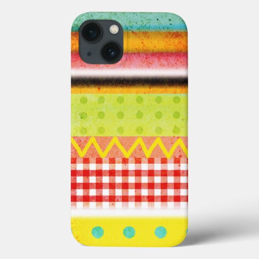 Abstract oud gestileerd Gingham Zigzag striped Pol Case-Mate iPhone Case (Achterkant)
