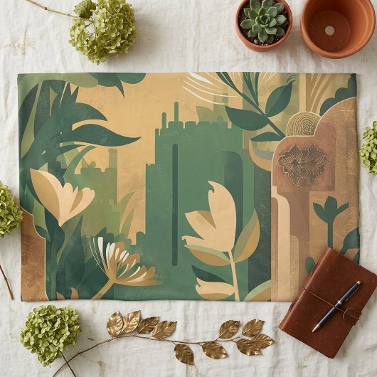Abstract Overwoekerde Tuin: Botanisch Kussensloop