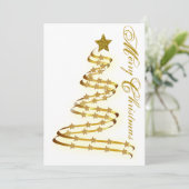 Abstract overzicht met Merry KerstGold Tree Stars Feestdagenkaart (Staand voorkant)