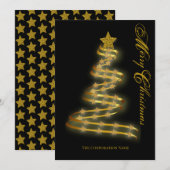 Abstract overzicht met Merry KerstGold Tree Stars Feestdagenkaart (Voorkant / Achterkant)