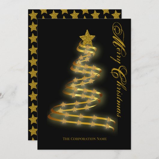 Abstract overzicht met Merry KerstGold Tree Stars Feestdagenkaart (Voorkant / Achterkant)