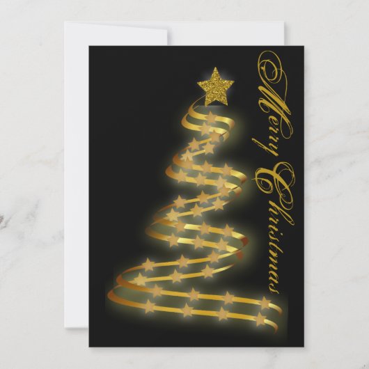 Abstract overzicht met Merry KerstGold Tree Stars Feestdagenkaart (Voorkant)
