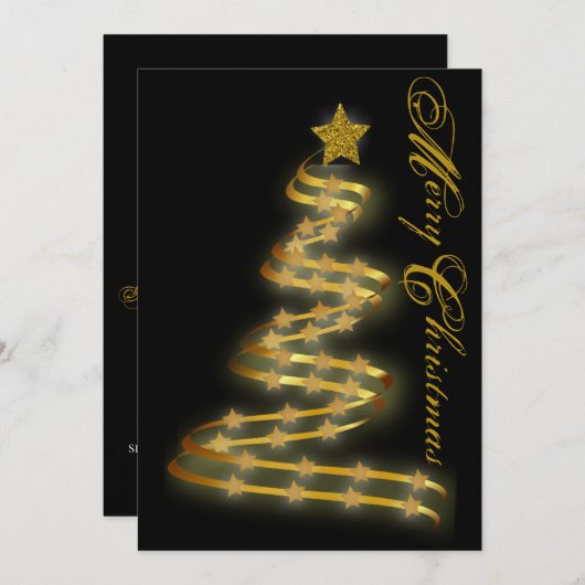 Abstract overzicht met Merry KerstGold Tree Stars Feestdagenkaart (Voorkant / Achterkant)