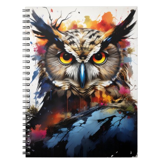 Abstract Owl | Notebook Journal Notitieboek (Voorkant)