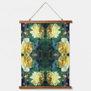 Abstract paar gele rozenbloemen hangend wandkleed