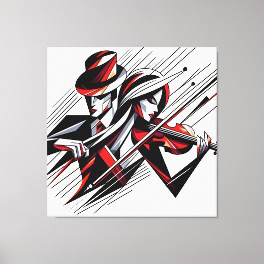Abstract paar met viool canvas afdruk (Voorkant)