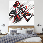 Abstract paar met viool canvas afdruk (Insitu (Slaapkamer))