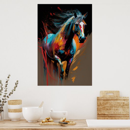 Abstract paard 2 poster (Keuken)