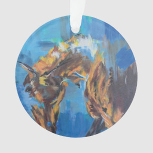Abstract paard blauw schilderij ornament