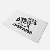 Abstract Paard Woodblock Print en "Welkom" Deurmat (Schuin)