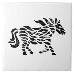 Abstract Paard Woodblock Print Keramische Tegel Tegeltje