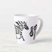 Abstract Paard Woodblock Print Latte Mok (Rechterhoek)