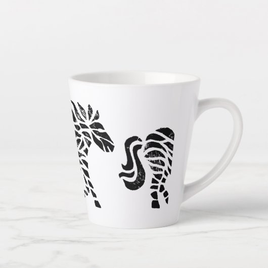 Abstract Paard Woodblock Print Latte Mok (Rechts)
