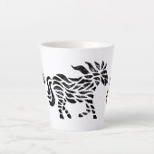 Abstract Paard Woodblock Print Latte Mok (Voorkant)