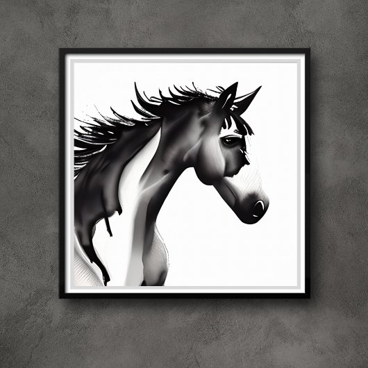 Abstract Paard | Zwart en Wit Poster