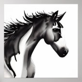 Abstract Paard | Zwart en Wit Poster (Voorkant)