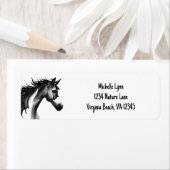 Abstract paard | Zwart-wit adres Etiket (Insitu)