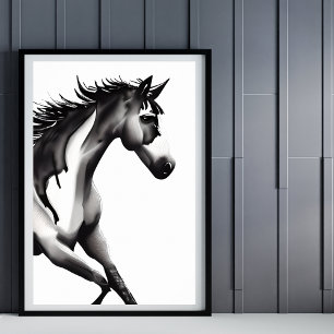 Abstract paard   Zwart-wit Poster