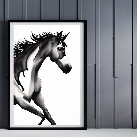Abstract paard | Zwart-wit Poster