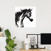 Abstract paard | Zwart-wit Poster (Thuiskantoor)