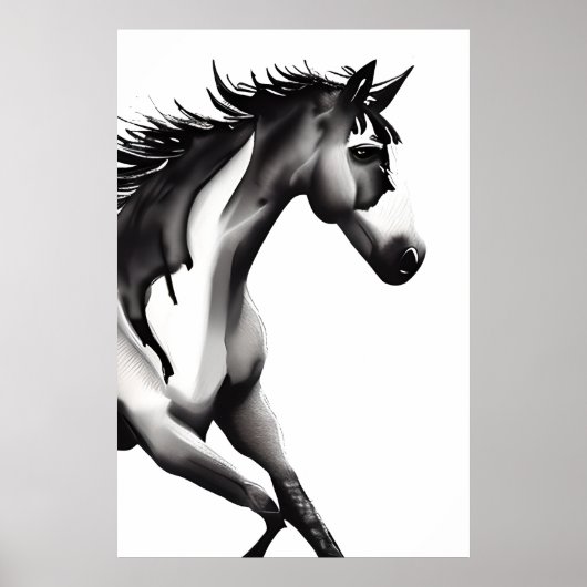 Abstract paard | Zwart-wit Poster (Voorkant)