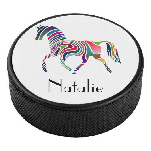 Abstract paardengolfontwerp - gepersonaliseerd hockey puck (3/4)