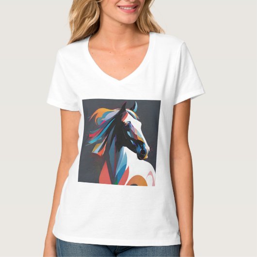 Abstract Paardenpaard Mustang Pony Bronco Colt T-shirt (Voorkant)