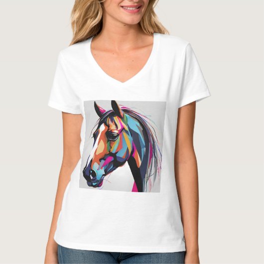 Abstract Paardenpaard Mustang Pony Bronco Colt T-shirt (Voorkant)