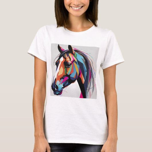 Abstract Paardenpaard Mustang Pony Bronco Colt T-shirt (Voorkant)