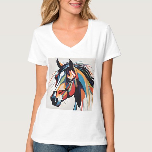 Abstract Paardenpaard Mustang Pony Bronco Colt T-shirt (Voorkant)