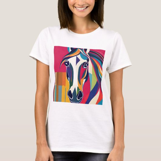 Abstract Paardenpaard Mustang Pony Bronco Colt T-shirt (Voorkant)