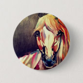 Abstract paardenschilderen ronde button 5,7 cm (Voorkant)