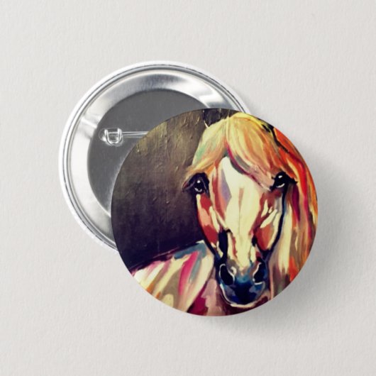 Abstract paardenschilderen ronde button 5,7 cm (Voorkant /achterkant)