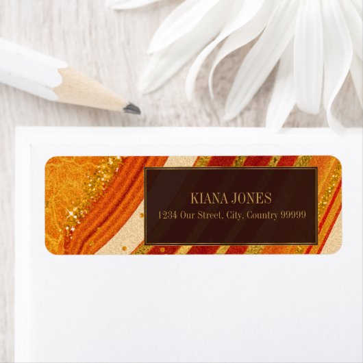 Abstract paardenweddenschap V1 Heet Oranje ID827 E Etiket (Insitu)